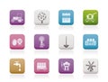 Farming industry and farming tools icons