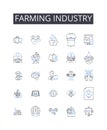 Farming industry line icons collection. Collections, Stockpiles, Holdings, Repertoire, Assortment, Catalogue, Arsenal