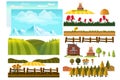 Farming infographic elements with farmer, farm,Landscape creator.