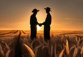 a farming labor silhouette farmer field work team handshake teamwork planting family organic farm harvest commerce agricultural