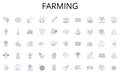 Farming line icons collection. Thrill-seekers, Explorers, Wanderlust, Bold, Fearless, Adventurous, Risk-takers vector