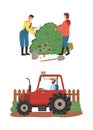 Farming People, Tractor Driver and Gardeners Set