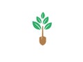 Farming Plants with tree trunk tool for logo design illustration