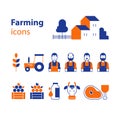 Farming products icons set