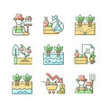 Farming RGB color icons set Royalty Free Stock Photo