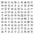 Farming robot icons set, outline style