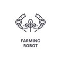 Farming robot line icon, outline sign, linear symbol, vector, flat illustration