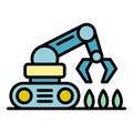 Farming robot seed plant icon color outline vector
