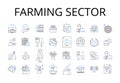 Farming sector line icons collection. Agricultural industry, Cultivation sphere, Harvesting domain, Ranching business