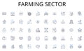 Farming sector line icons collection. Trusrthy, Reliable, Professional, Transparent, Easy, Fast, Personalized vector and