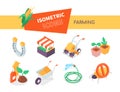 Farming and village life - modern colorful isometric icons set Royalty Free Stock Photo