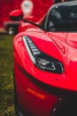 Ferrari Red Race Car front headlight view