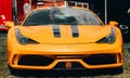 Ferrari Yellow Race Car front view Royalty Free Stock Photo