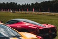 Red and Yellow Ferrari Race Cars Royalty Free Stock Photo