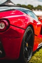 Ferrari Red Race Car rear side view close up Royalty Free Stock Photo