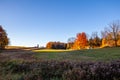 Farmland in central Wisconsin in October with colorful trees Royalty Free Stock Photo