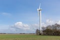Farmland with damaged wind turbine after a heavy storm in the Netherlands Royalty Free Stock Photo