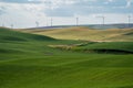 Farmland and grasses, with wind turbines in the Palouse region of Washington State, near Colfax, WA Royalty Free Stock Photo