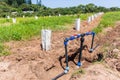 Farmland New Water Pipes Valves Irrigation Installation Royalty Free Stock Photo
