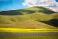 Farmland at Piano Grande, Castelluccio, Umbria, Italy Royalty Free Stock Photo