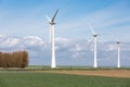 Farmland with wind turbines of the biggest windfarm in the Netherlands Royalty Free Stock Photo