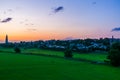 Farmlands of Rhenen city during sunset, beautiful rustic scenery, Rural town in The Netherlands Royalty Free Stock Photo