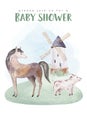 Farms animal isolated set. Cute domestic farm pets watercolor illustration. horse and pig cartoon drawing. Royalty Free Stock Photo