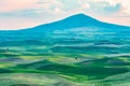 Farms below Steptoe Butte at sunset Royalty Free Stock Photo