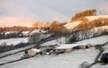 Farms in snow Royalty Free Stock Photo