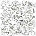 FarmTraditional Doodle Icons Sketch Hand Made Design Vector