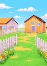 Farmyard Outside Scenery Illustration