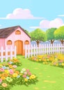 Farmyard Outside Scenery Illustration