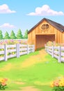 Farmyard Outside Scenery Illustration