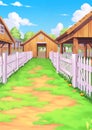 Farmyard Outside Scenery Illustration