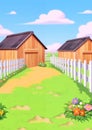 Farmyard Outside Scenery Illustration