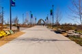 The approach to the Farnam Street Pier, in the Heartland of America Park Omaha Nebraska USA. Royalty Free Stock Photo