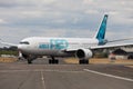 Farnborough, UK - July 17, 2018: Airbus flies the A330 NEO at the Farnborough Int`l Airshow, a new version of the A-330 widebody