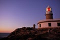 Sunset in Corrubedo lighthouse, A coruÃ±a, Galicia, Spain, Europe Royalty Free Stock Photo