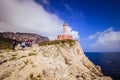 The Lighthouse Faro Di Punta Carena on the island Capri, Italy Royalty Free Stock Photo