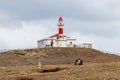 Faro Isla Magdalena, Maritime Signalling Lighthouse at Famous Penguin Reserve National Monument on Magdalena Island in Royalty Free Stock Photo