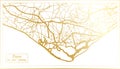 Faro Portugal City Map in Retro Style in Golden Color. Outline Map