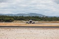 Faro, Portugal - July, 2018: Airliner from Ryanair takes off from Faro international airport FAO during daytime.