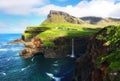 Faroe island landscape - waterfall, Denmark Royalty Free Stock Photo