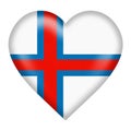 Faroe Islands flag heart button with clipping path 3d illustration