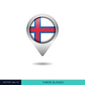 Faroe Islands flag map pin vector design template.