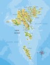 Faroe islands highly detailed physical map