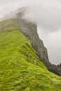 Faroe islands landscape with cliffs and atlantic ocean. Mikladalur, Kalsoy Royalty Free Stock Photo