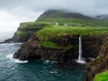 Faroe Islands. MÃÂºlafossur Waterfall. Royalty Free Stock Photo