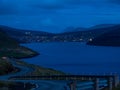 Night view of SÃÂ¸rvÃÂ¡gur town Royalty Free Stock Photo