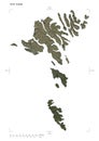 Faroe Islands shape on white. High-res satellite